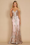 Prom Dresses Fitted Corset Long Formal Prom Dress Rose Gold