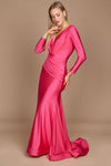 Formal Dresses Long Sleeve Formal Fitted Evening Dress Fuchsia