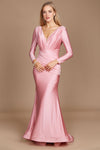 Formal Dresses Long Sleeve Formal Fitted Evening Dress Pink