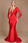 Formal Dresses Long Sleeve Formal Fitted Evening Dress Red