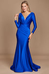 Formal Dresses Long Sleeve Formal Fitted Evening Dress Royal