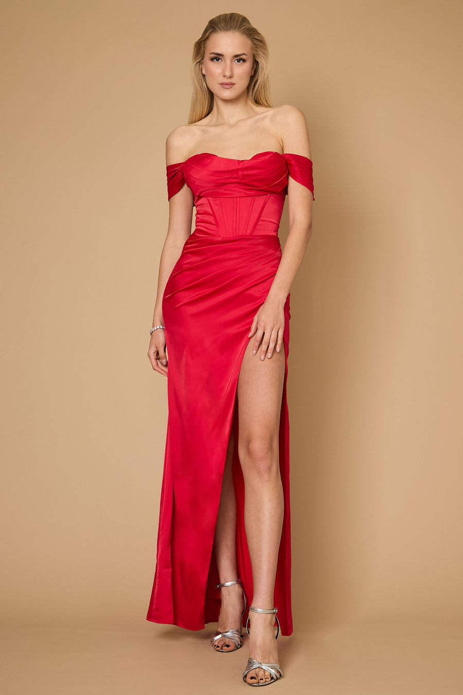 Formal Dresses Long Formal Corset Satin Evening Dress Red