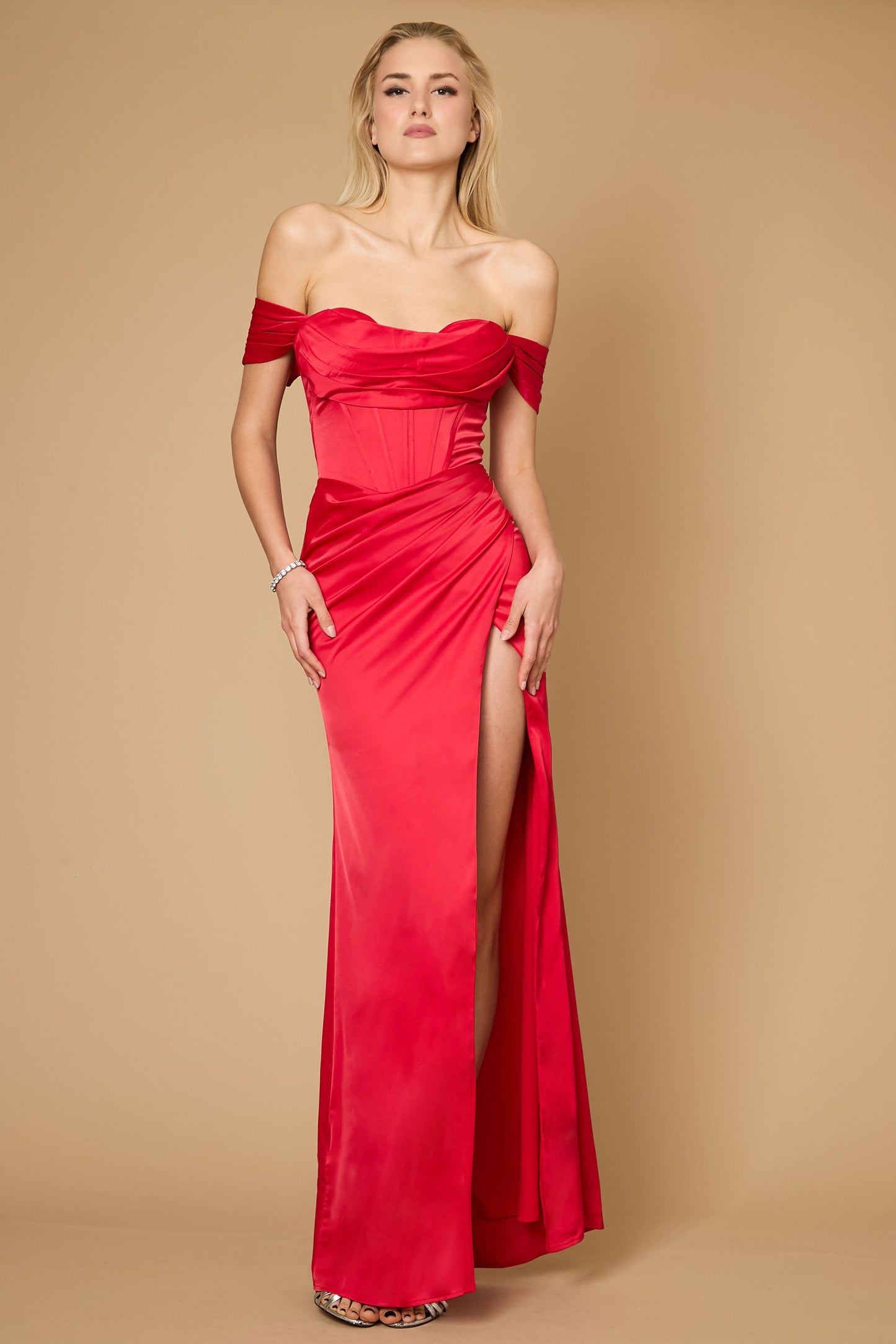 Formal Dresses Long Formal Corset Satin Evening Dress Red