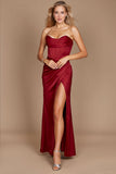 Formal Dresses Corset Satin Formal Evening Dress Burgundy