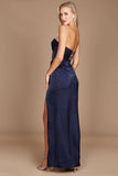 Formal Dresses Corset Satin Formal Evening Dress Navy