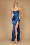 Prom Dresses Draped Corset Cowl Long Prom Dress French Blue