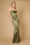 Prom Dresses Draped Corset Cowl Long Prom Dress Olive