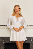 Cocktail Dresses Long Sleeve Lace White Cocktail Dress White