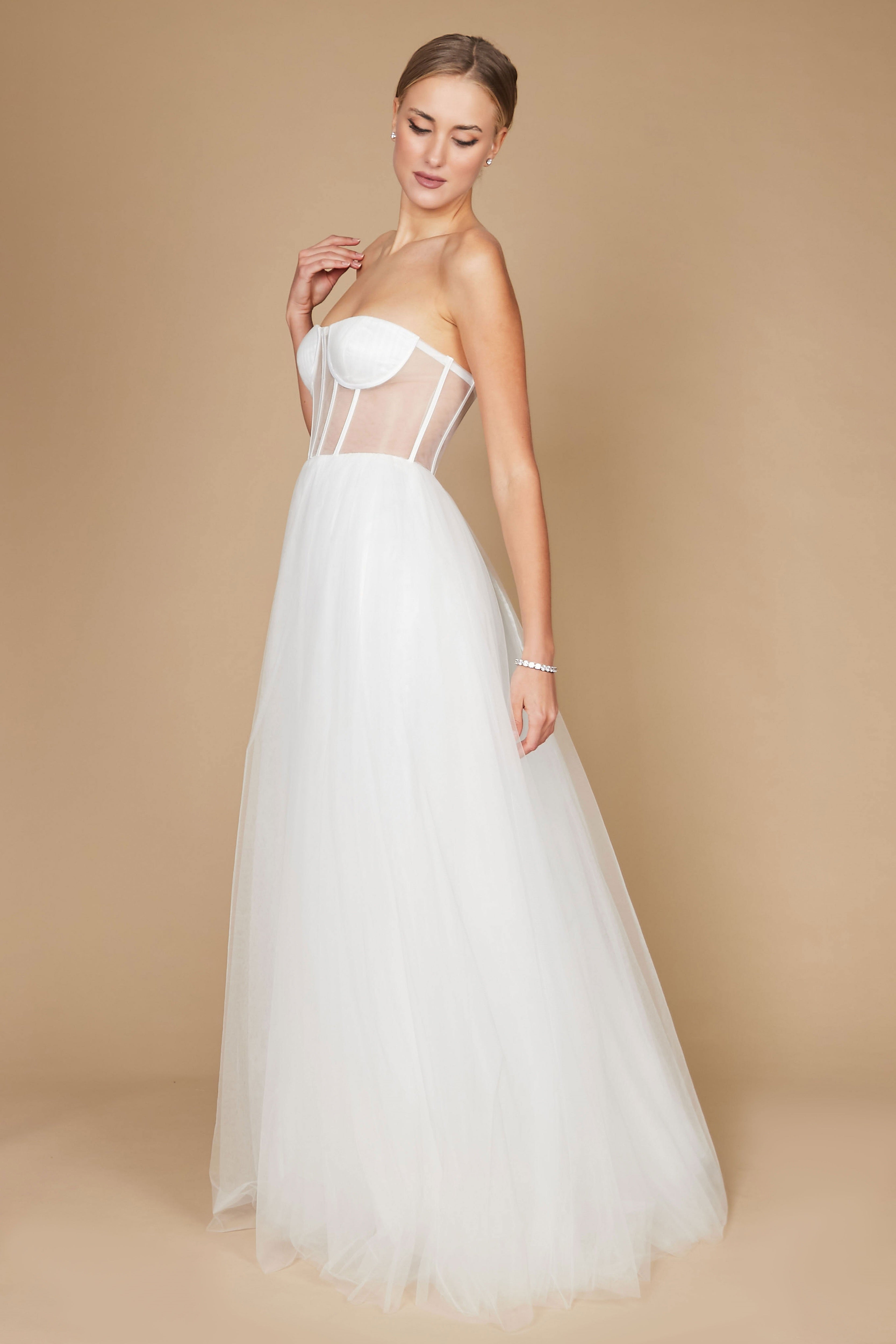 Corset Strapless Wedding Dress Off White