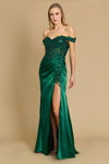 Prom Dresses Fitted Corset Off the Shoulder Formal Prom Dress Emerald