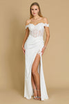 Prom Dresses Fitted Corset Off the Shoulder Formal Prom Dress Ivory