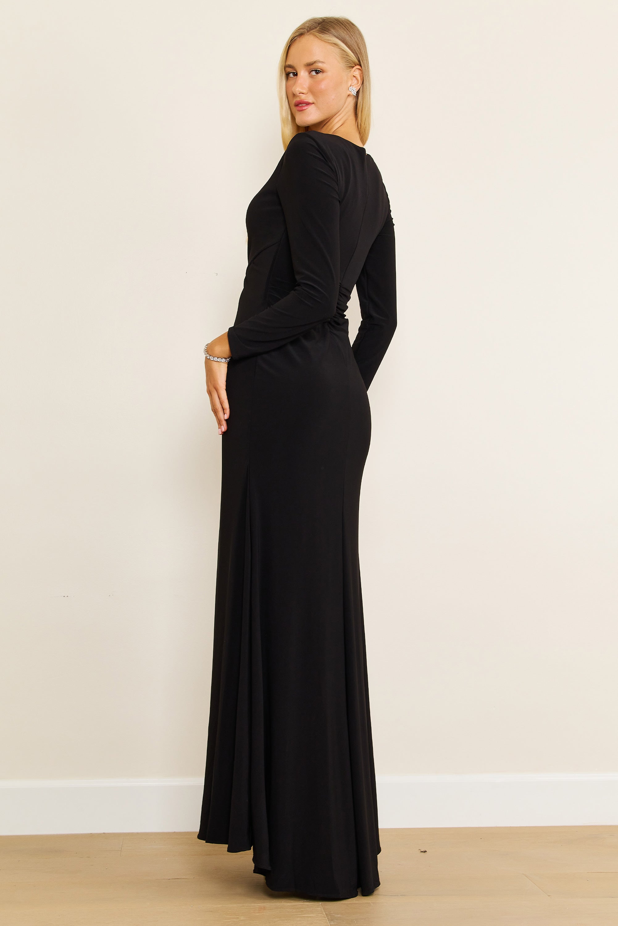 Formal Dresses Long Formal Stretch Evening Long Sleeve Dress Black