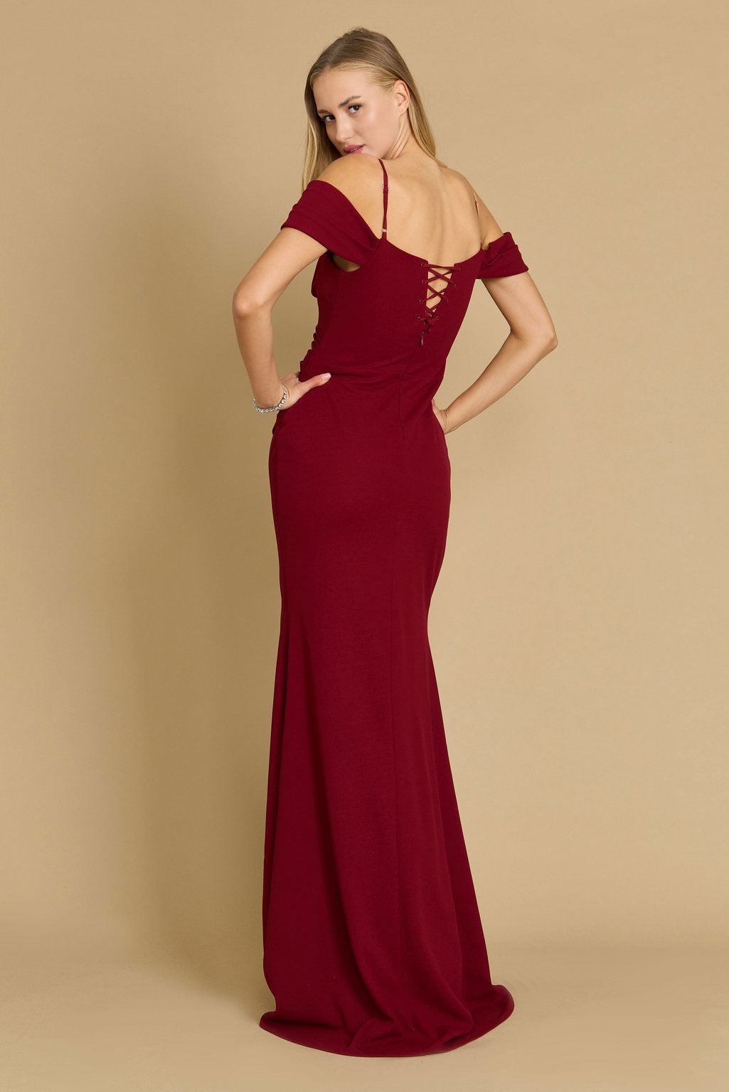 Formal Dresses Long Formal Off The Shoulder Wrap Evening Dress Burgundy