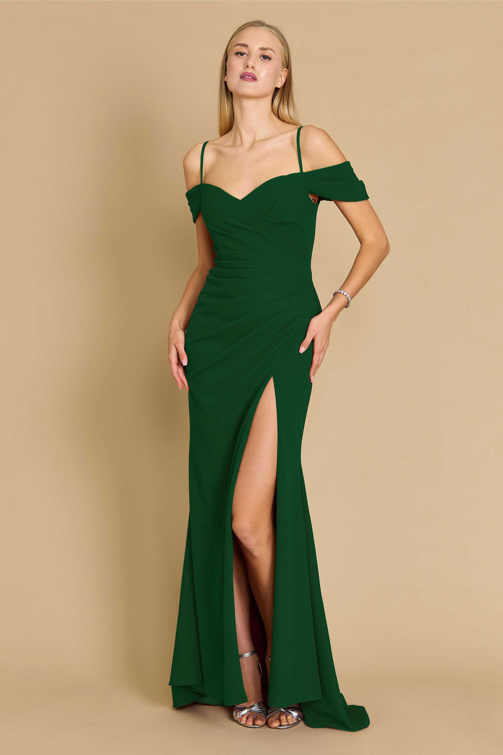 Formal Dresses Long Formal Off The Shoulder Wrap Evening Dress Emerald Green