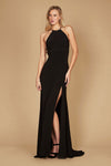 Prom Dresses Long Fitted Open Back Jersey Prom Dress Black