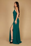 Prom Dresses Long Fitted Open Back Jersey Prom Dress Emerald Green