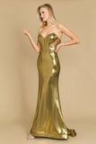 Prom Dresses Long Corset Mermaid Formal Prom Dress Gold