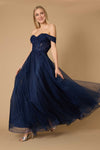 Formal Dresses Long Off Shoulder Corset Formal Dress Navy