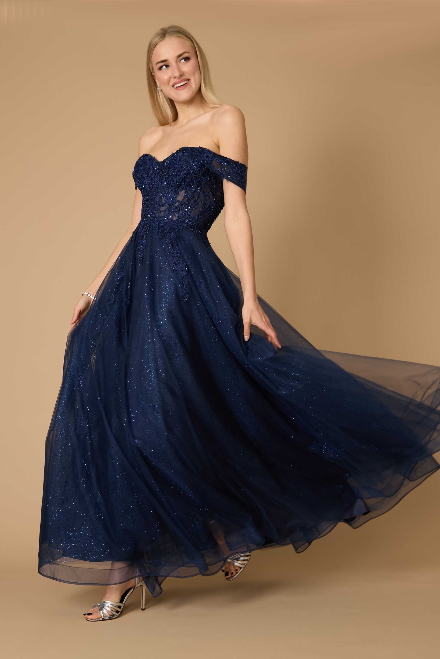 Formal Dresses Long Off Shoulder Corset Formal Dress Navy