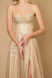 Long Sparkling Cowl Corset Prom Dress Wholesale