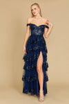 Long Sequin Sheer Corset Prom Dress Wholesale