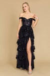 Long Sequin Sheer Corset Prom Dress Wholesale