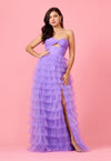 Strapless Ruffle Skirt Prom Ball Gown