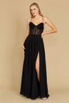 Prom Dresses Long Chiffon Corset Formal Prom Dress Black