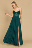Prom Dresses Long Chiffon Corset Formal Prom Dress Emerald Green