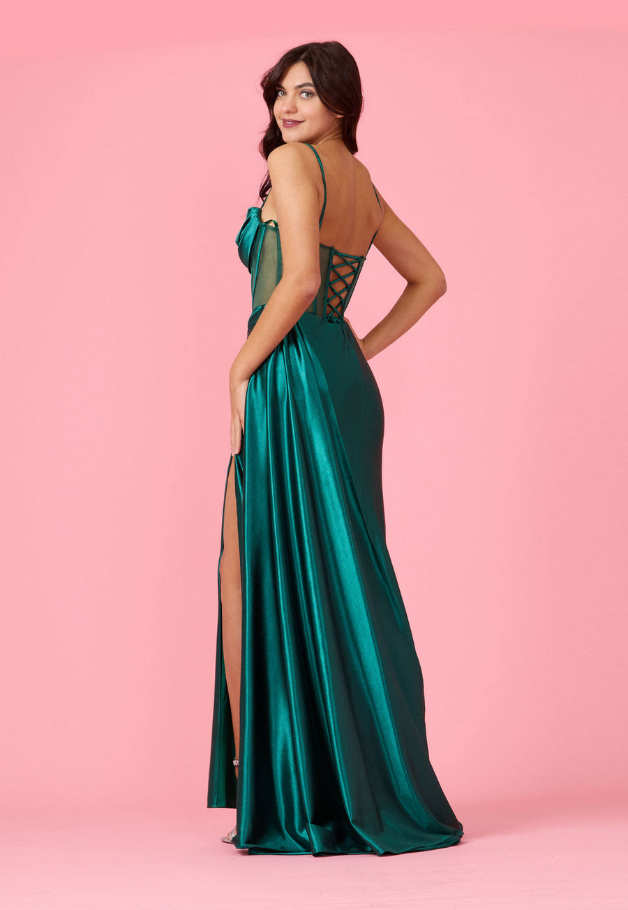 Long Cowl Corset Formal Prom Dress