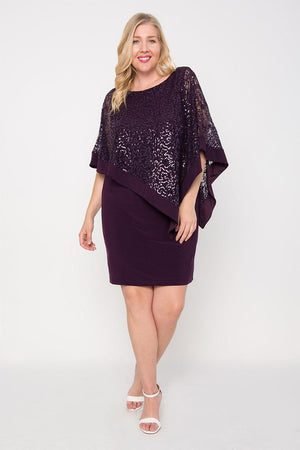 R&M Richards Short Mother of the Bride Poncho Cape Dress - The Dress Outlet R&M Richards