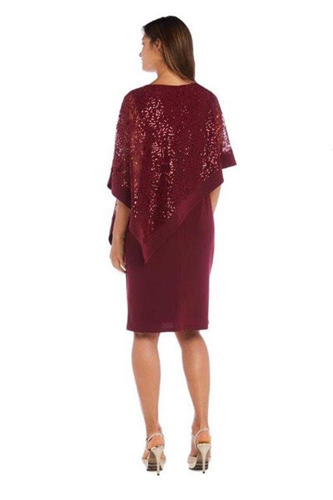 R&M Richards Short Mother of the Bride Poncho Cape Dress - The Dress Outlet R&M Richards