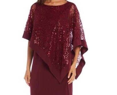 R&M Richards Short Mother of the Bride Poncho Cape Dress - The Dress Outlet R&M Richards