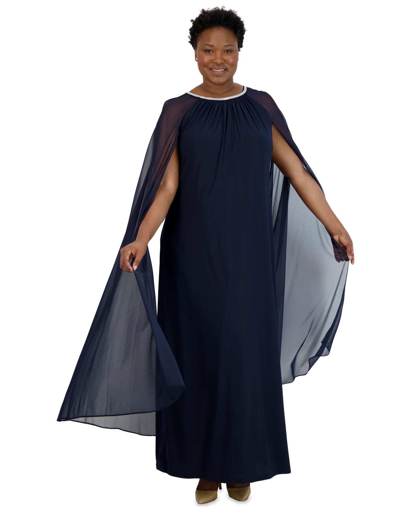 Plus Size Long Formal Cape Dress Wholesale