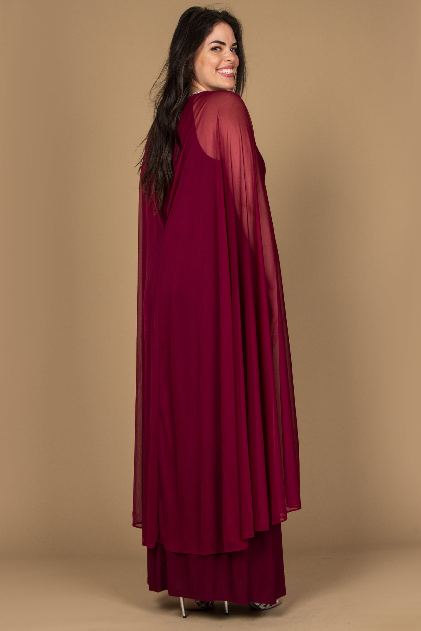 Plus Size Long Formal Cape Dress Wholesale